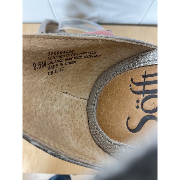 Soffit Mecina Silver Metallic Wedge Strappy Heel Size 9.5 - Picture 6 of 9